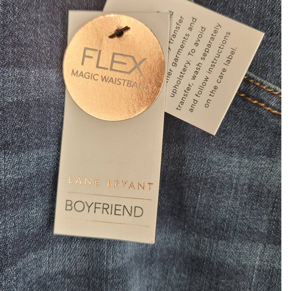 Lane Bryant Low Rise Boyfriend Distressed Plaid Inlay Jeans 28 NWT - Picture 3 of 6